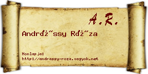 Andrássy Róza névjegykártya